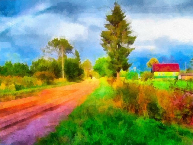 Digital structure of painting - Rural landscape